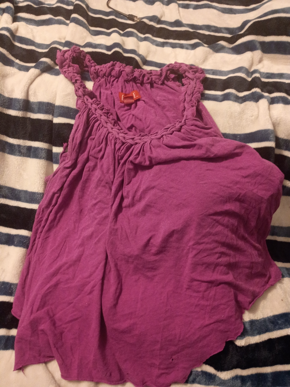 Elle Purple Braided Smocked Tank Top